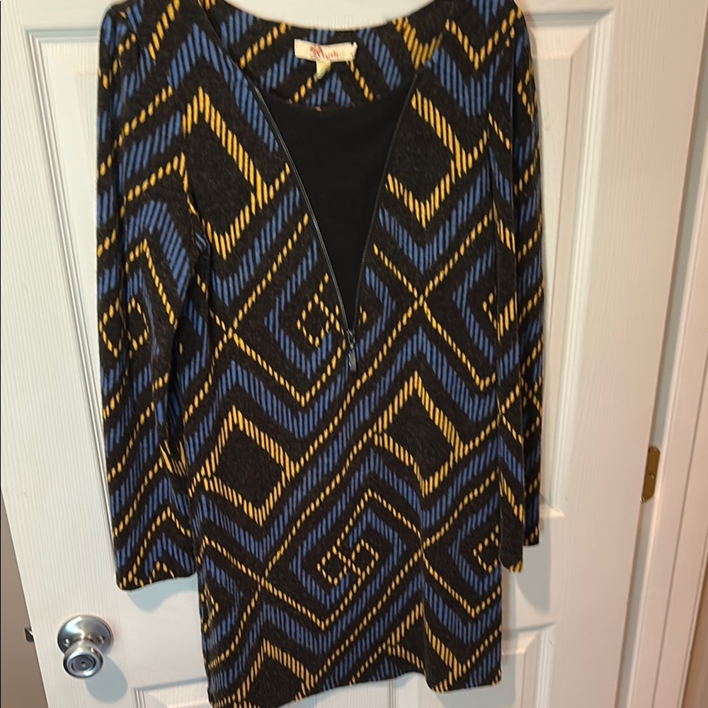 Aryeh Sweater dress with Blue and Yellow Accents